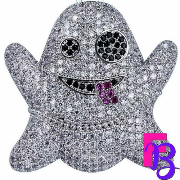 18k White Gold Pave Ghost Pendant - Picture 9 of 14